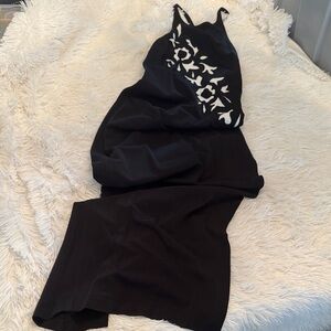 Cache Black Dress with White Floral Accent